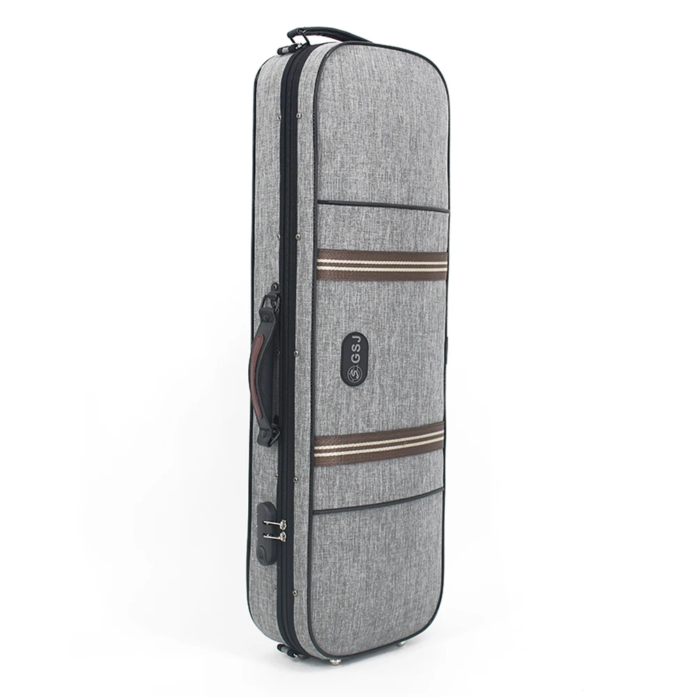 High Grade Gray Rectangle Violin Case Large Storage Space With Hygrometer 4/4 