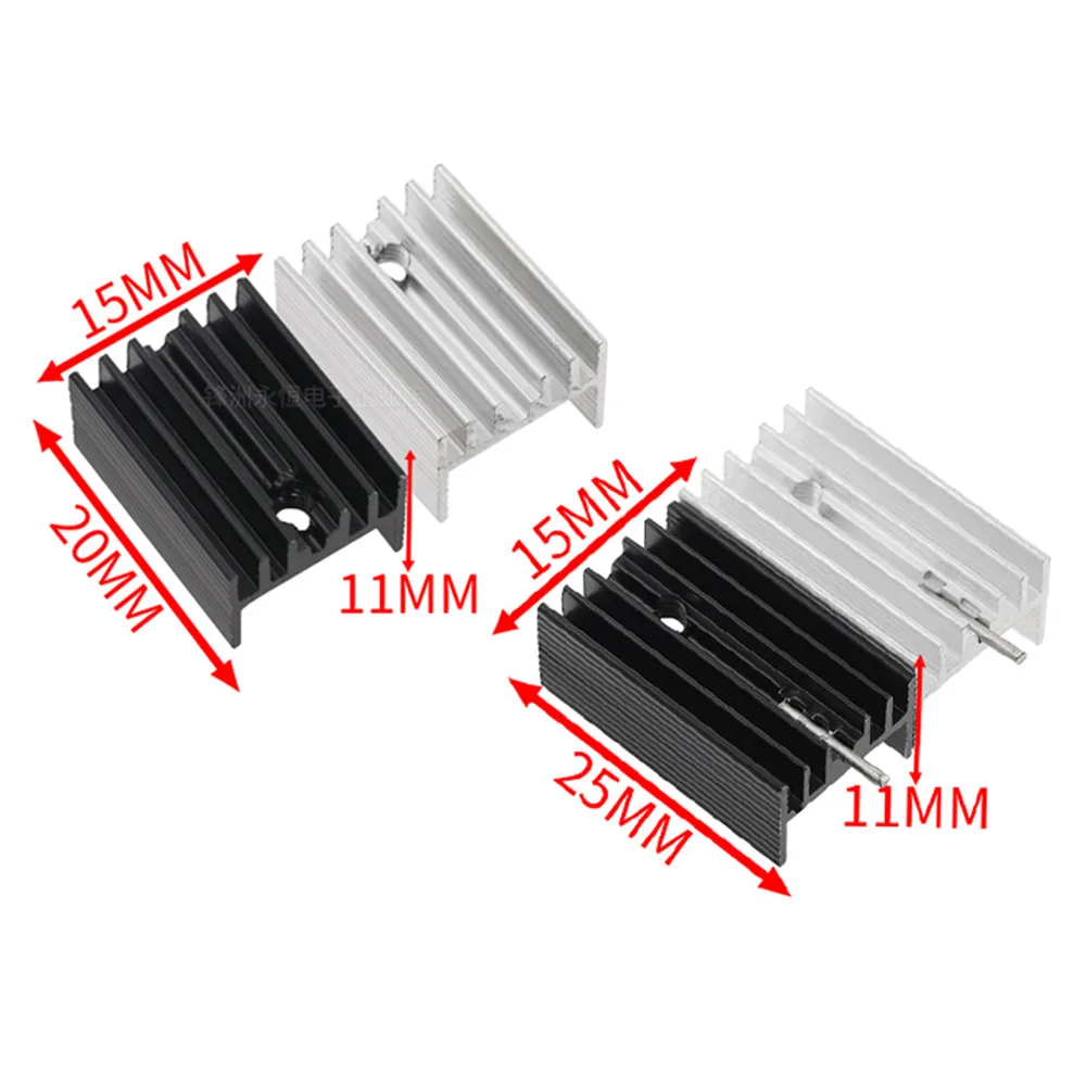 Aluminum Heat Sink 15*11*20/25mm Black/White TO-220 Transistor YHR20 Various Specifications Optional