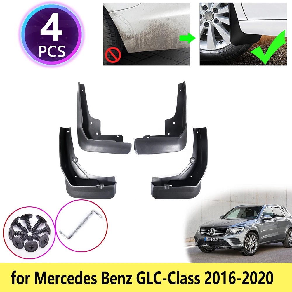 4 PCS for Mercedes Benz GLC Class X253 2016 2017 2018 2019 Auto Mudguards Mudflaps Fender Guards Mud Flap Splash Car Accessories