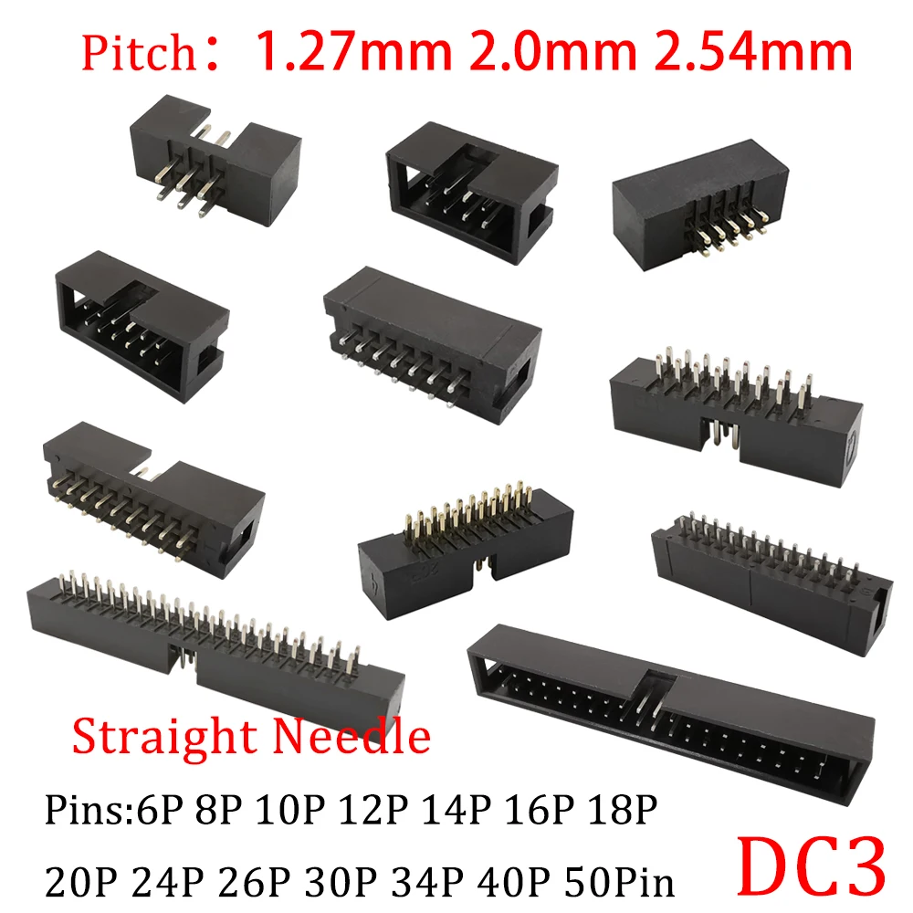 10Pcs DC3 Stecker DIP DC3 Header Pitch 1,27mm 2,0mm 2,54mm DC3 ISP Männlichen Buchse Gerade Pin doppel-abstand IDC JTAG Box Header