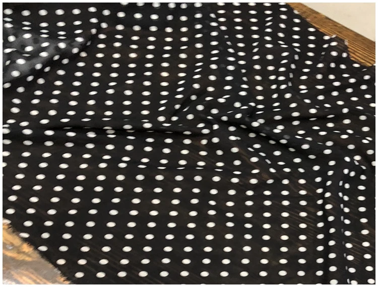 Chiffon Polka Dot Cloth Clothing Fabric 0.7 Centimeter Dotted Summer WOMEN'S Dress Shirt 7 Millimeter Black White Polkadot/1m