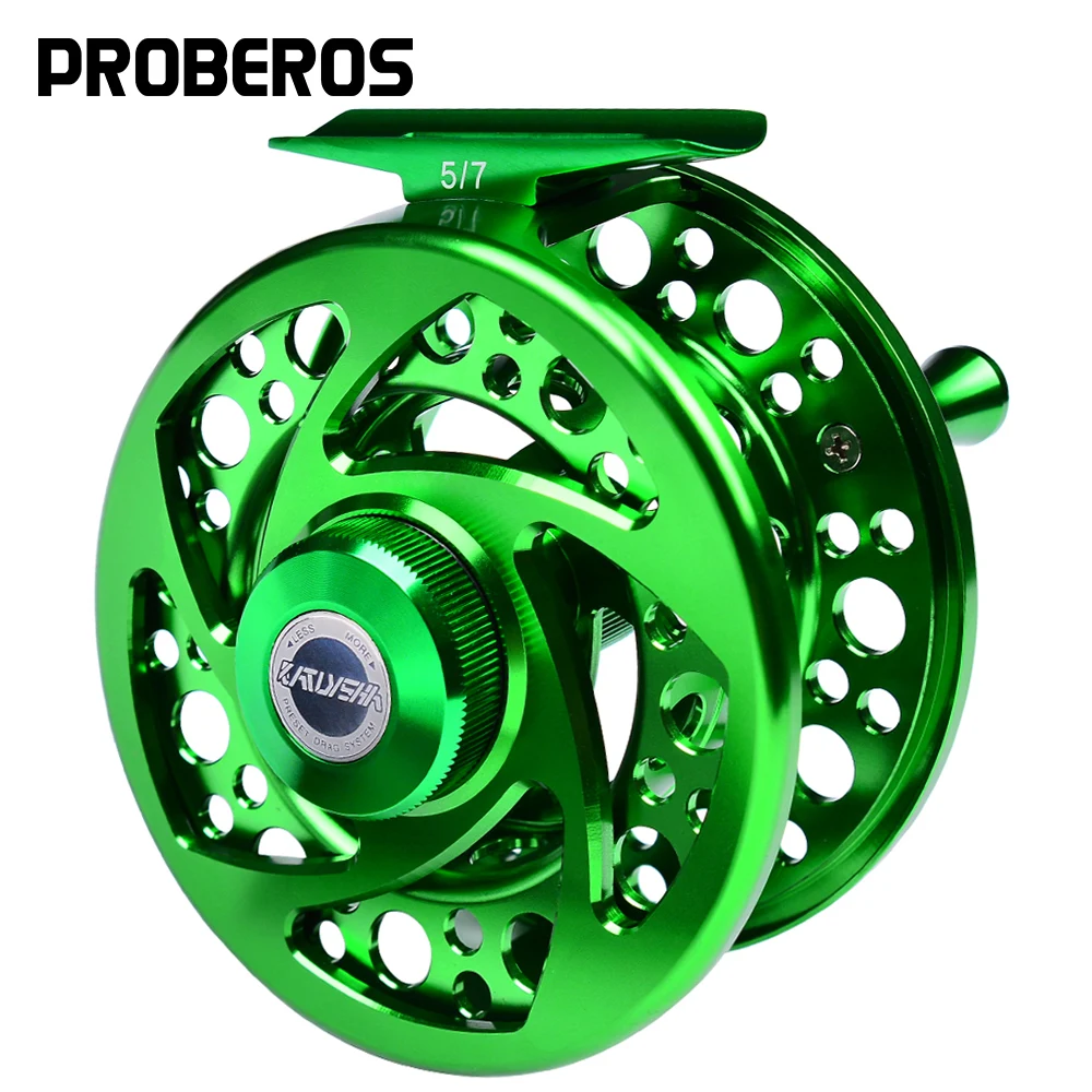 PROBEROS Fly Fishing Wheel 5/7-7/9-9/10 WT Aluminum Fly Reel CNC Machine Cut Large Arbor Die Casting Fly Fishing Reel