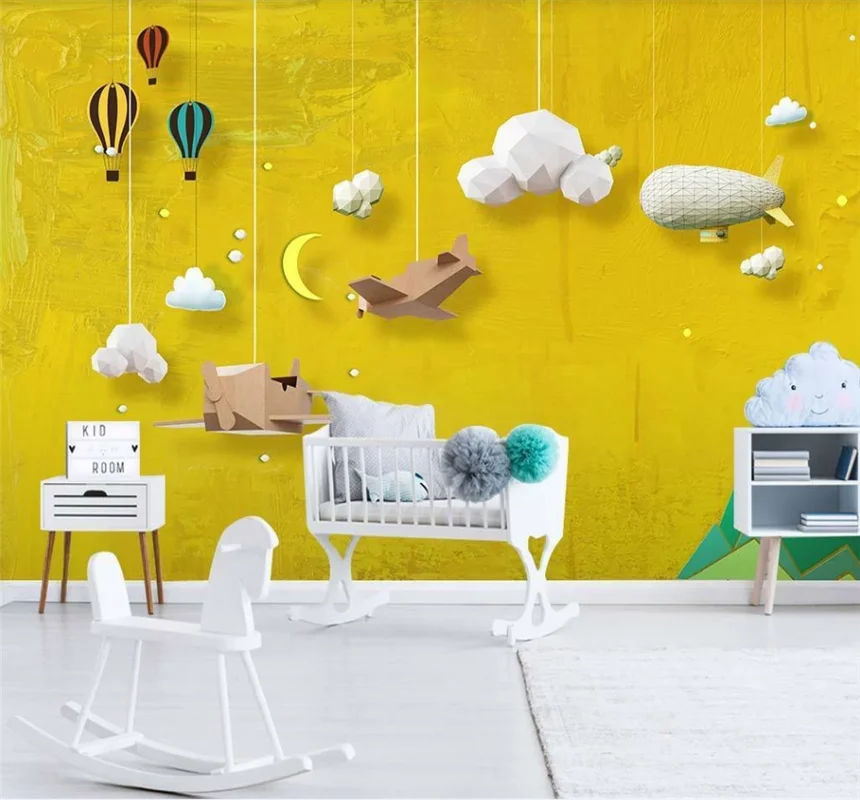 

Cartoon kindergarten children's room cloud cute background wall custom wallpaper 3D/5D/8D mural