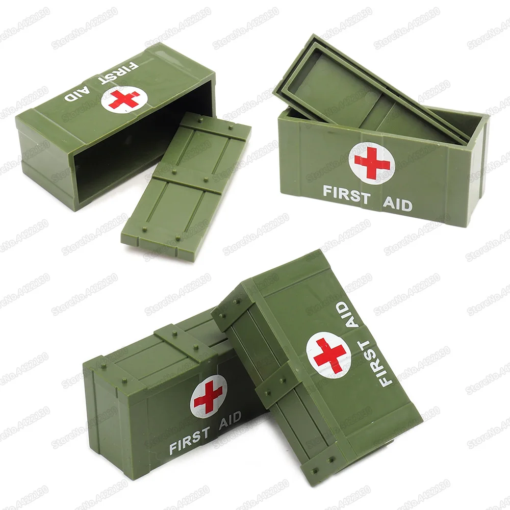 Treatment Box Military Building Block Assembly Moc WW2 Figures Soldier Battlefield Medical Boxes Model Child Christmas Gift Toys