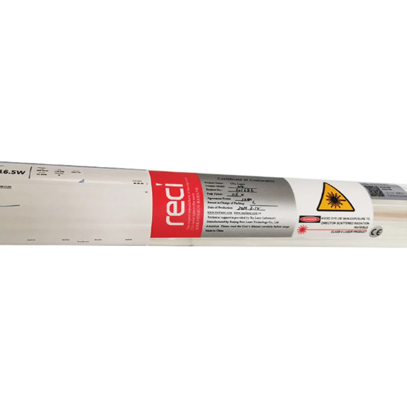 หลอดแก้วเลเซอร์แบบ CO2 W1 75W-90W สำหรับแกะสลักและตัดเลเซอร์ CO2