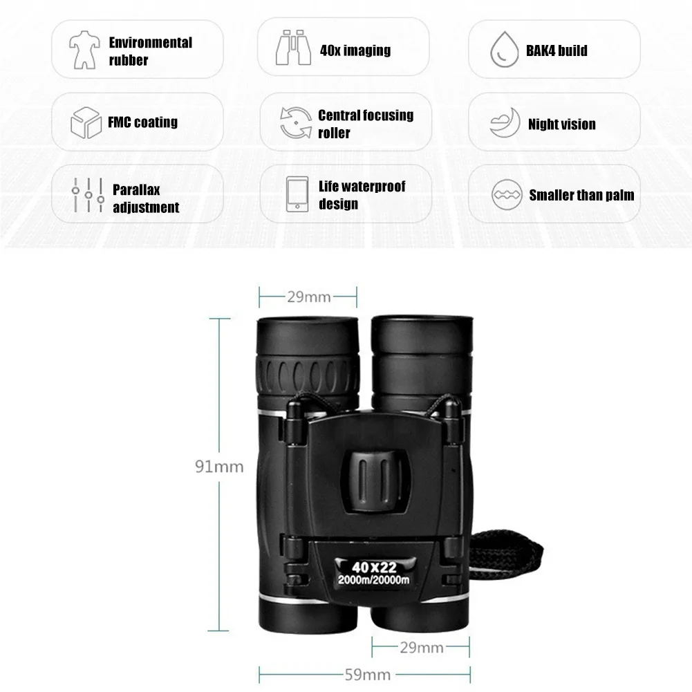 HD 40x22 20000m Zoom Telescope Professional Powerful Binoculars Long Range Portable Monocular or Camping Tourism Outdoor