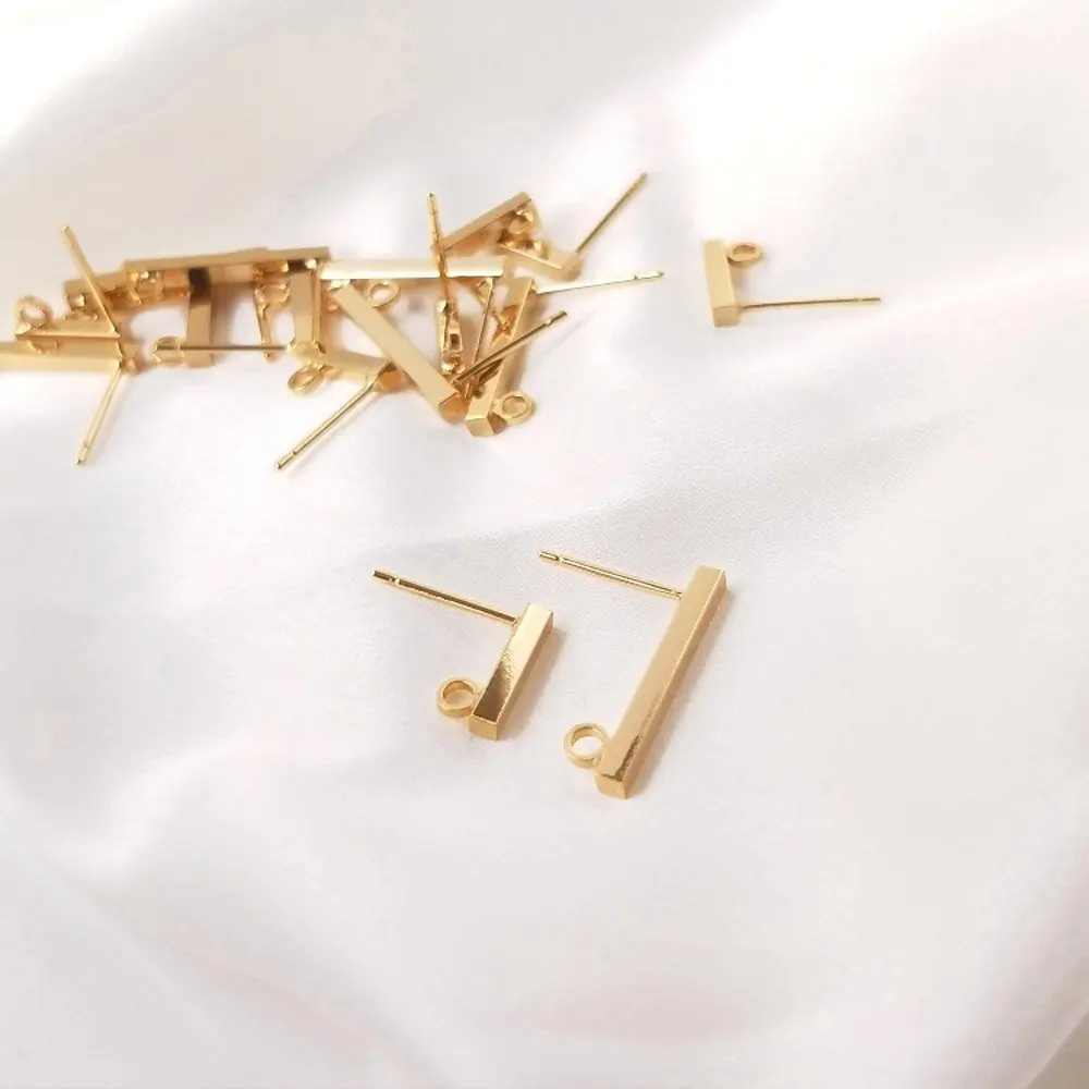 

4PCS 14k Gold Plated T-shaped Ear Studs DIY Earrings for Jewelry Findings Making Supplies Hand Made Brass Accessories