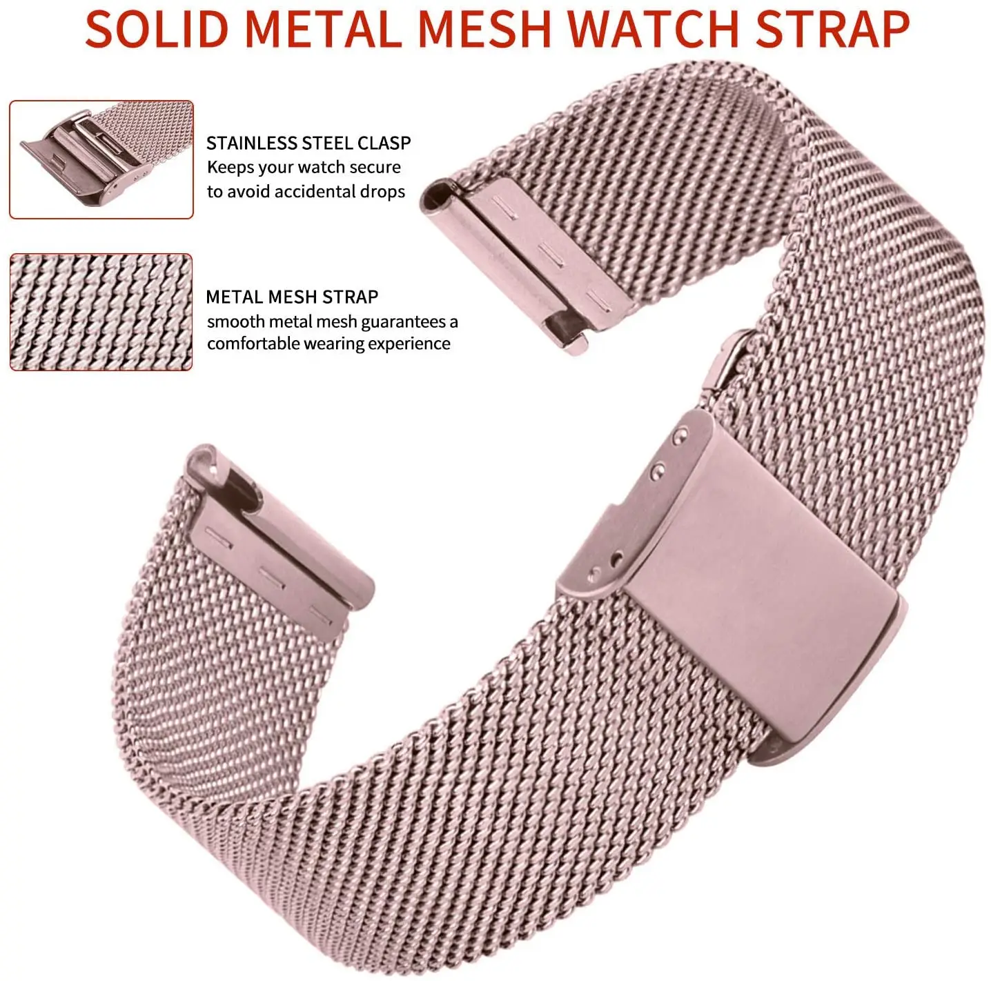 20Mm Thép Không Gỉ Dây Đeo Đồng Hồ Cho Huami Amazfit GTS GTR 42Mm Cho Huami Amazfit Bip U Bip S GTS 2 Đồng Hồ Mini Ban Nhạc