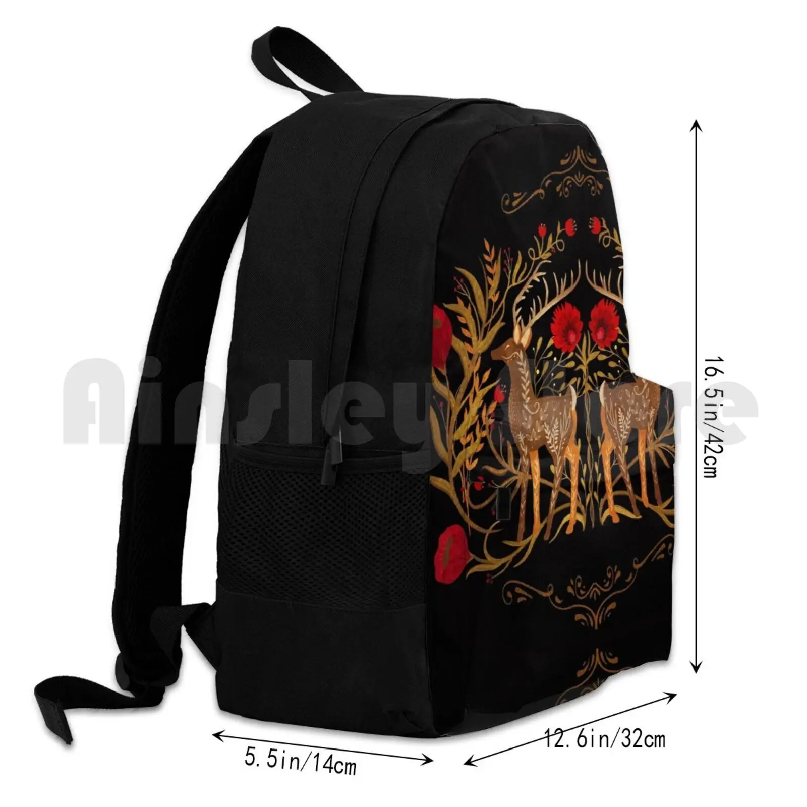 Mochila impermeável para caminhadas ao ar livre, Proteja o portão da floresta escura, Caminhadas, Deer Forest, Rosas, Escandinavo, Camping, Viagem, Dois