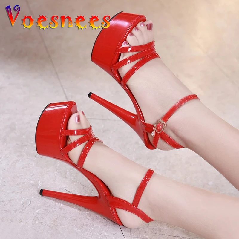 Shoes Women Sandals 2021 Summer New ultra-thin 15 cm High-heeled Platform Sandals Party Shoes Catwalk Models  Wedding Shoes Pump