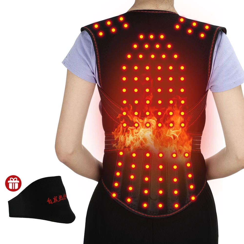 Pastsky Tourmaline Self-heating Back Support Shoulder Spine Lumbar Posture Correction Magnets Heating Therapy Pain Relief Corset