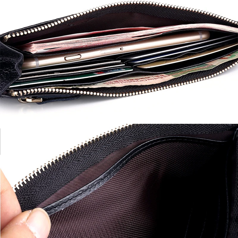 Wallet For Women Genuine Leather Long Design Zipper Coin Purses Female Clutch Multi-Colors Money Credit Card Holder