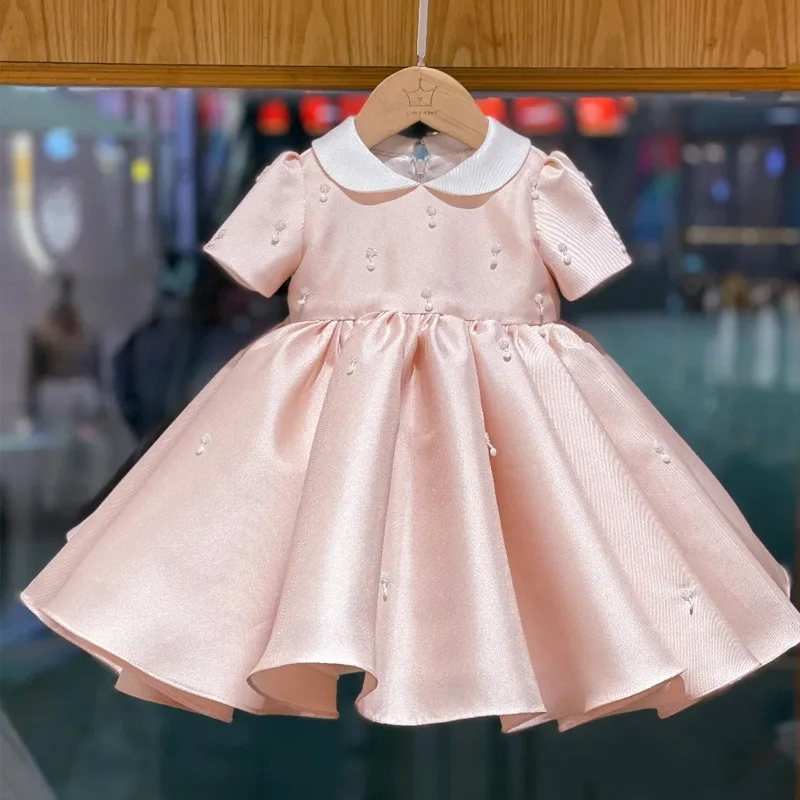 

Children First Birthday Party Dresses For Baby Girls Princess White Gown Infant Wedding Vestidos Kids Girl Ceremonial Dress