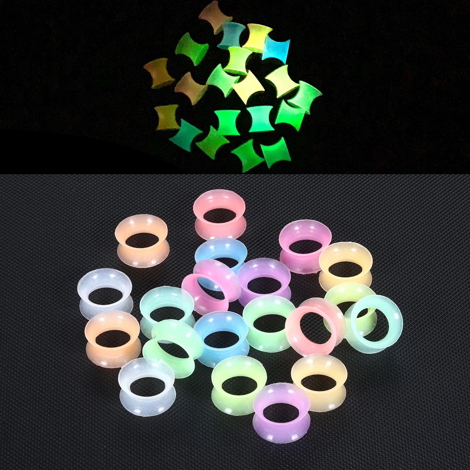 10Pairs Silicone Ear Gauges Glow in the Dark Ear Tunnels Plugs Luminous Ear Stretchers Expander Earlets Body Jewelry 3-25mm