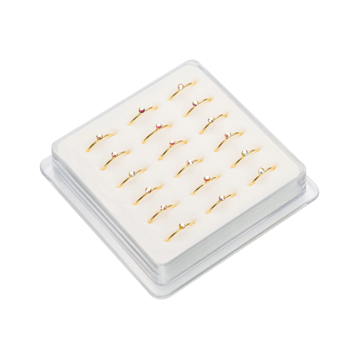 18Pcs/Box 925 Sterling Silver Single Crystal Nose Ring Body Piercing Jewelry Pircing Nariz Aro Nariz Percing Nez