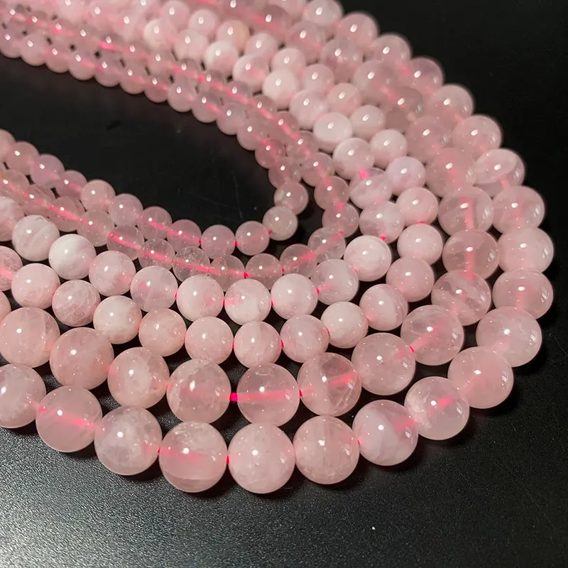 LUOMANXIARI Rose Quartz Round Stone Beads AAA 100% Natural Pink Color Untreated For Jewelry Making DIY Bracelet 6/8/10MM 15''