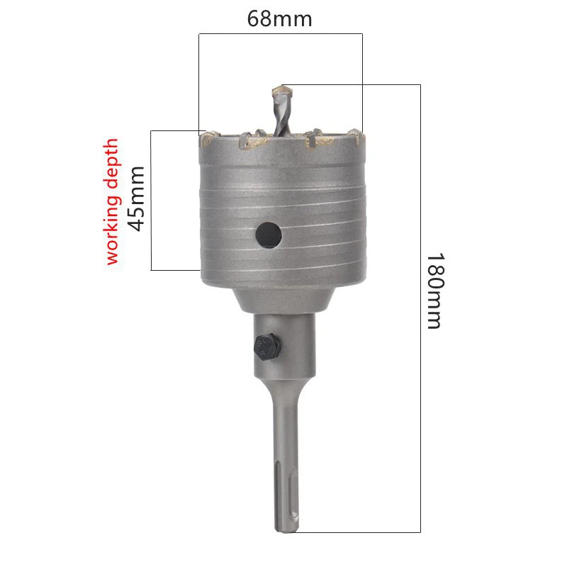 Imagem -02 - Heda-serra de Buraco Elétrica 68 mm Perfuração de Concreto Carboneto de Tungstênio Núcleo de Liga de Cimento para Cano-condicionamento