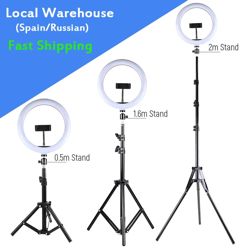 Lampu Cincin Swafoto LED Fotografi Ponsel Kamera Dapat Diredupkan 10 Inci Lampu Cincin 26CM dengan Tripod Penyangga untuk Video Makeup Studio Live