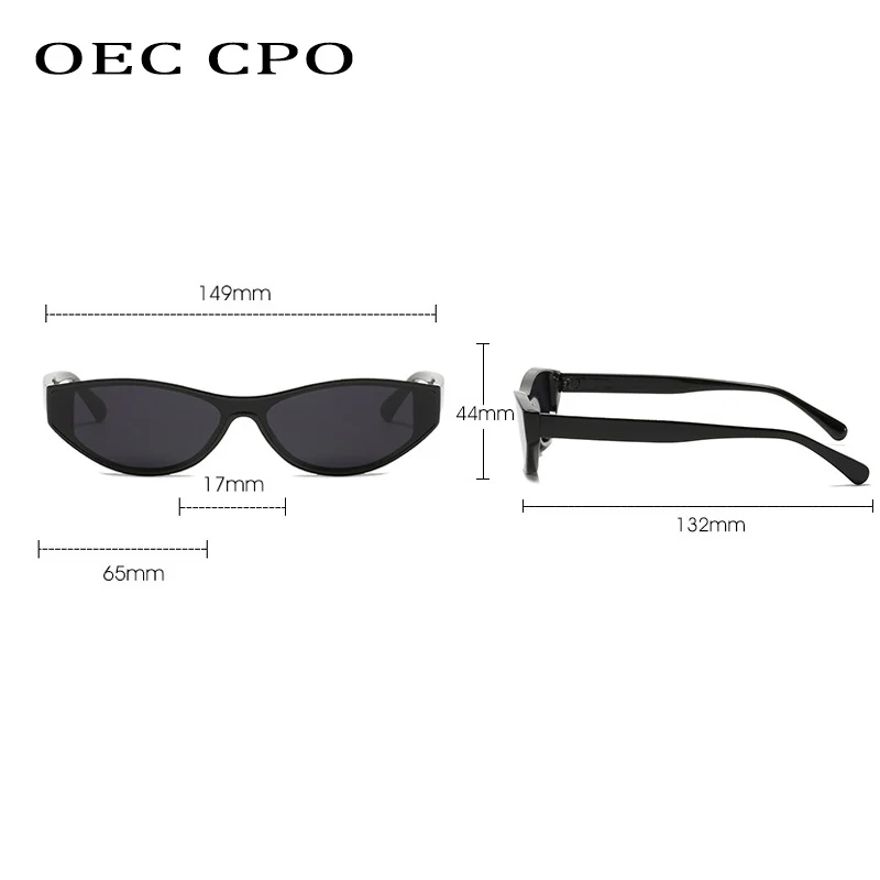 OEC CPO-gafas de sol de una pieza para mujer, lentes de sol de estilo Vintage, Ojo de gato, marca única, tonos Punk, UV400