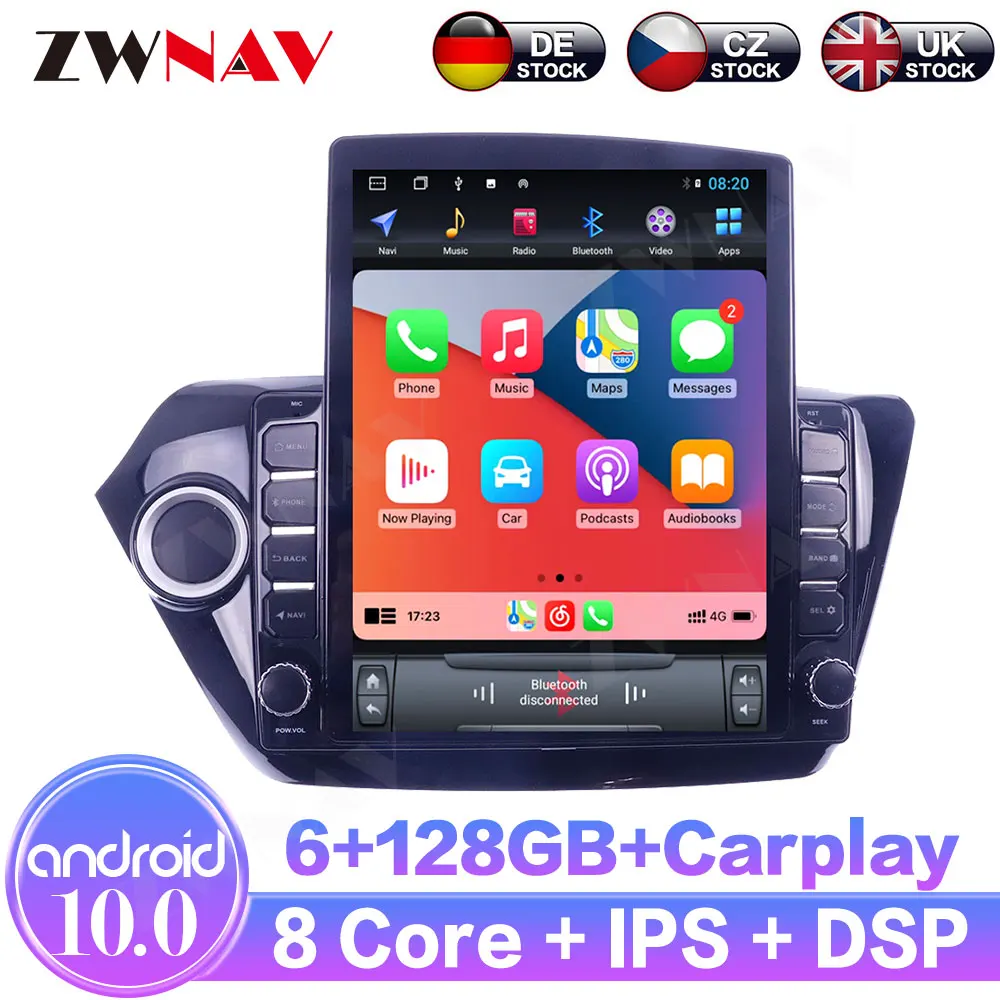 6+128G Android10.0 For Kia K2 RIO 2010-2017 IPS Touch Screen Receiver Car Multimedia Radio Player Car GPS Navigation DSP Carplay