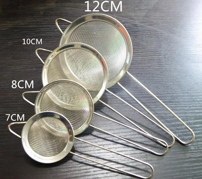 Stainless Steel Fine Mesh Strainer Colander Flour Sieve with Handle Juice and Tea Strainer Kitchen Tools SN65