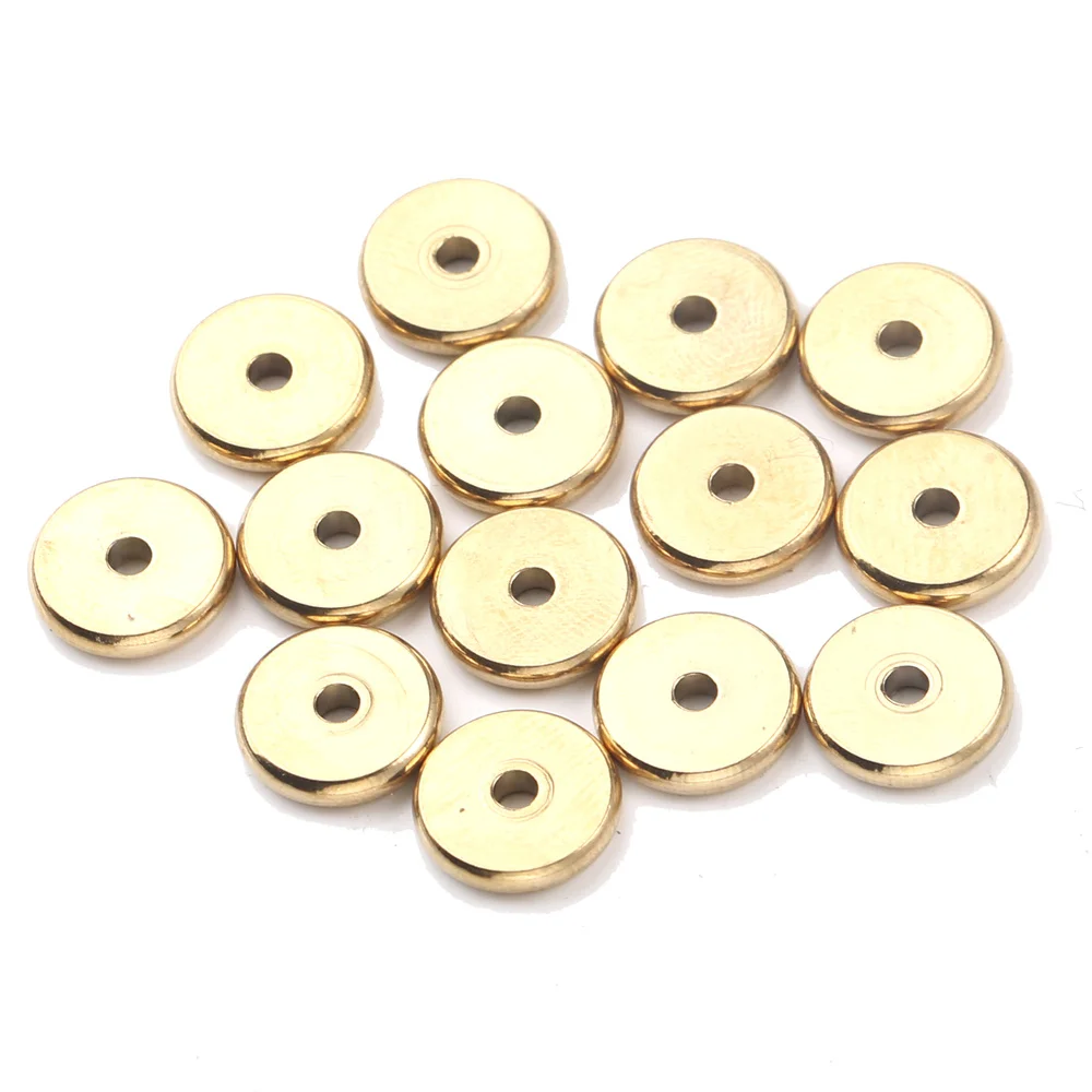 20pcs/lot Gold 4 5 6 8 10mm Stainless Steel Flat Round Bead Loose Spacer Beads for DIY Jewelry Making Accessories Wholesale