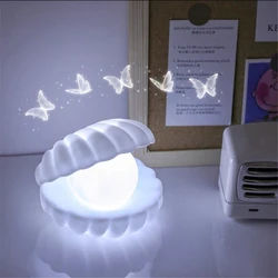 Heropie Shell Pearl Night Light Fantasy Mermaid Fairy Bedside Lamp Shell Night Lamp Bedroom Home Decoration Birthday Xmas Gift