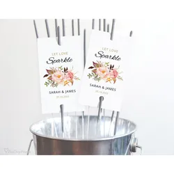 BinkDo-100 PCS Personalised Wedding Firework Tags Sparkler /Glow Stick TagsLet Love Sparkle DIY Stick Glow