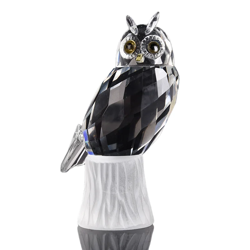 High-quality Crystal Glass Owl Family Figurines Ornament Home Decor Creative Animal Crafts Home Decoration Accessories Gift