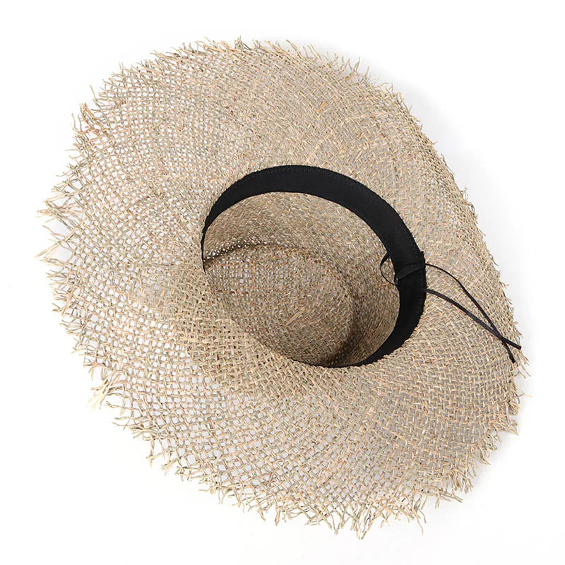 Sombrero de verano de ala ancha para mujer, sombrero de paja verde transpirable, francés, hueco, fresco, viaje, vacaciones, playa, sombrero de ala ancha