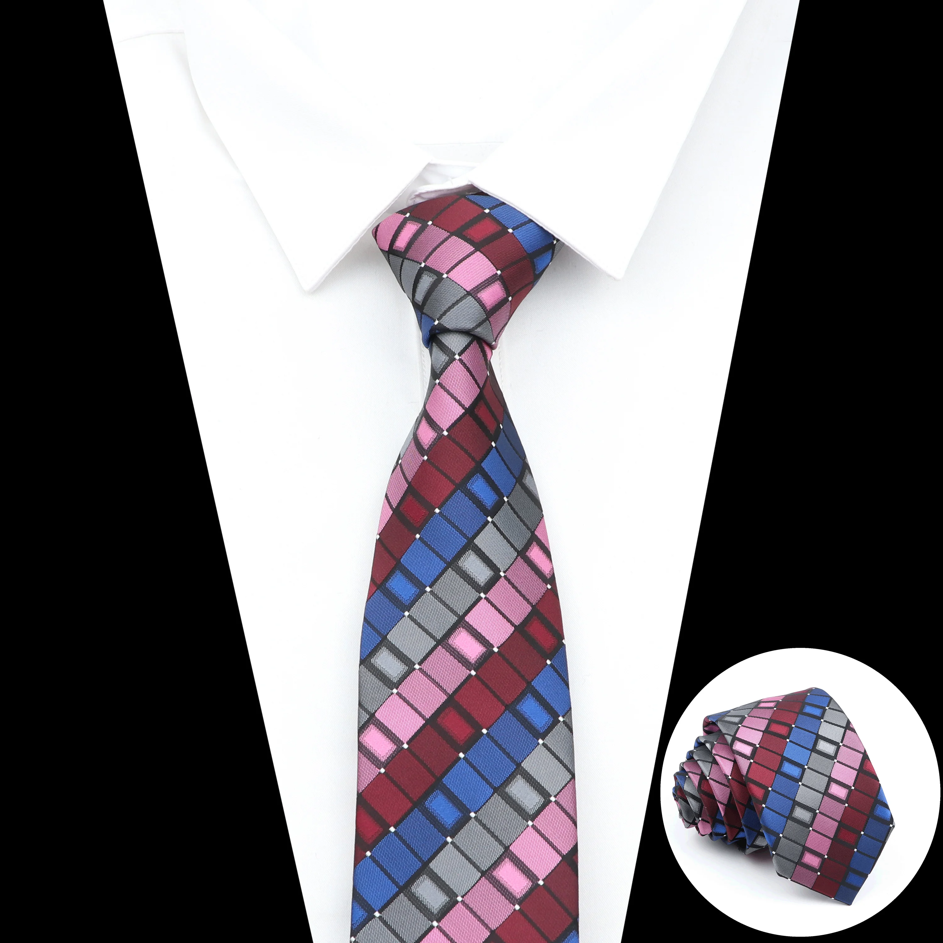Plaid de 6cm à rayures solides pour hommes, noir, bleu, rouge, accessoires de la présidence, 03/Wear Craings.com, cadeau de fête de mariage