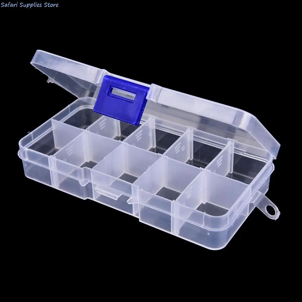 Durable 10 Compartments Transparent Visible Plastic Fishing Tackle Box Fishing Lure Storage Box Case Fish Tool 12.8*6*2.3 cm