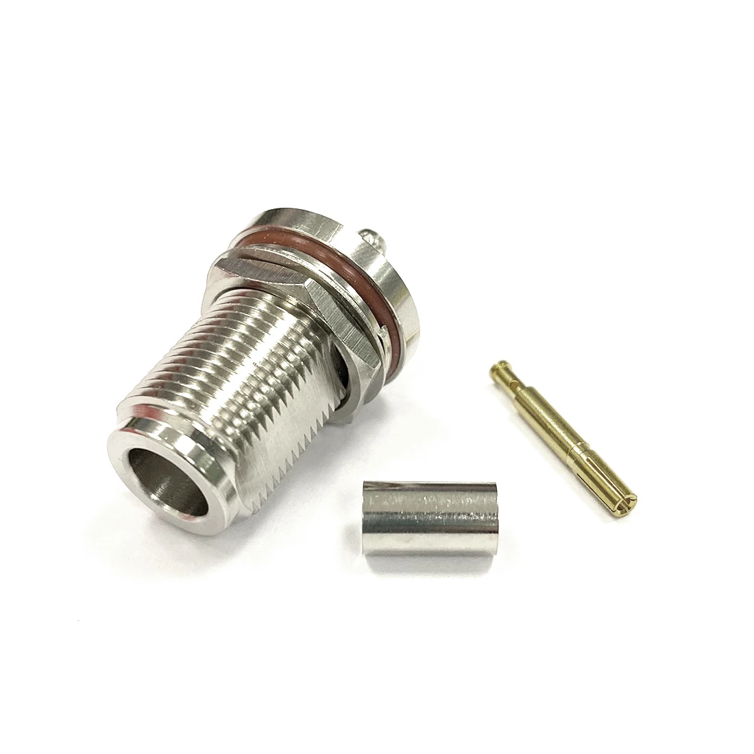 1pc N Female Bulkhead Nut RF Coax Connector Crimp for RG58 RG142 RG400 LMR195 Cable Straight Nickelplated Brass NEW Wholesale