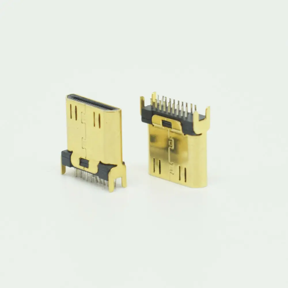 10 sztuk Mini pozłacane HDMI 1.6mm 19Pin PCB podwozie gniazdo SMD męskie złącze wtykowe