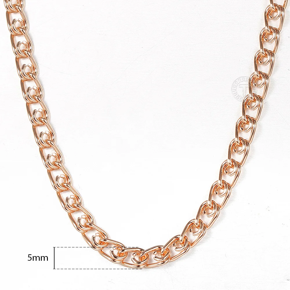 3mm 5mm Wide Snake Link Necklace for Womens Girls 585 Rose Gold Color Carve Twisted Chain 50cm/60cm New Trend Jewelry CN41