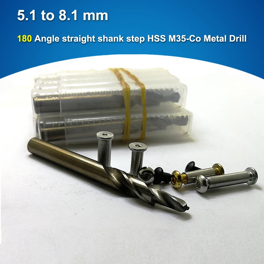 5.1mm to 8.1 mm 180 Angle straight shank step HSS M35-Co(Containing cobalt) Metal Drill