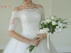 Customized Half Sleeve Lace Wedding Bolero High Quality Bridal Jacket Dot Tulle Off Shoulder Button Back Shrugs Women Cape