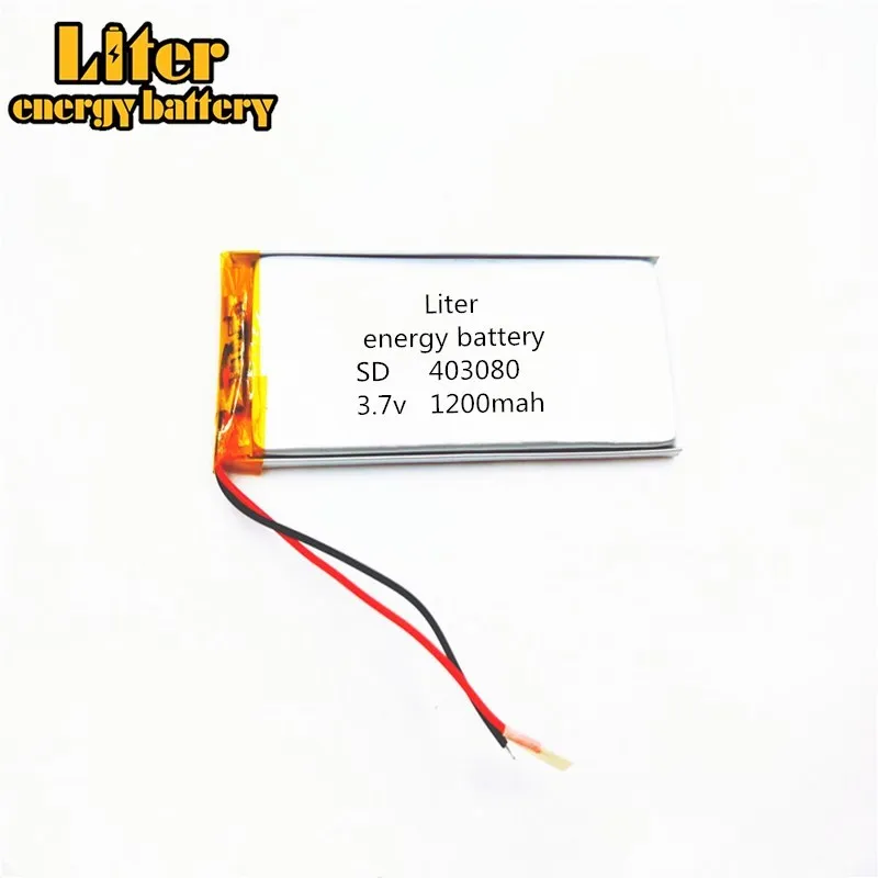 1.0MM 2pin connector 403080 3.7V 1200mah Intelligent mobile phone e-books GPS PDA LiPo Battery Li-polymer Battery