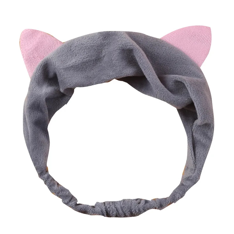 New Cute Elastic Cat Ears Cotton Soft Headbands for Women Girls Face Washing Makeup Tool Headwear Hair Accessories for Women