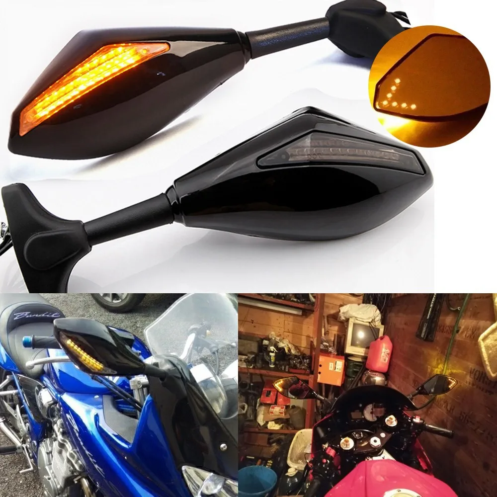 統合LEDモーターサイクルミラー,ホンダCBbr 600 f4i 954 1000 rr/yaha yzf fzr 600 1000 r1 r6 fz1/suzuki gxr 750,1000