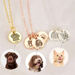 Personalized Pet Portrait Necklace Custom Dog Photo Necklace Birthday Gift for Pet Lover Engraved Pet Portrait Jewelry Pet Gift