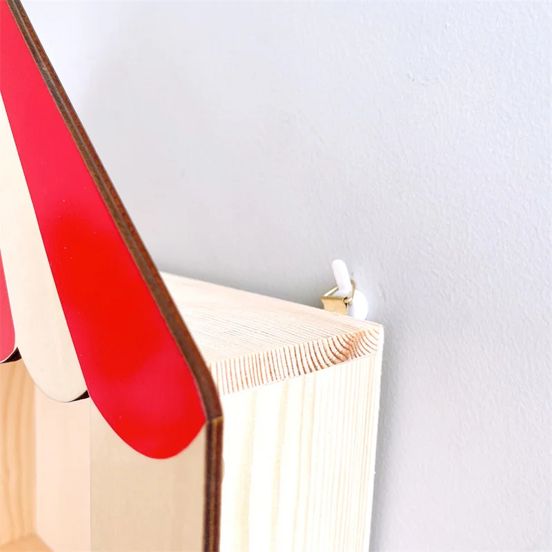 Nordic Style Wooden Circus House Shaped Wood Holder Handmade Kids Bookends Wooden Ornaments Kids Room Decoration Nursery Decor