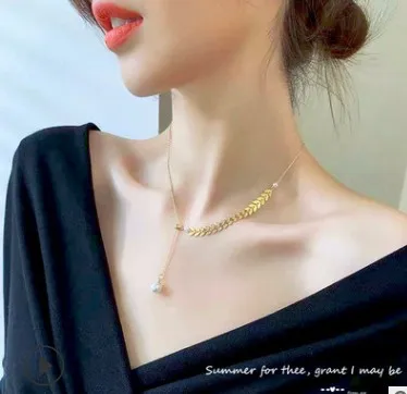 AU 750 jewelry 18k gold necklace for women rose gold chain yellow gold necklaces with pearl 45cm about  2g