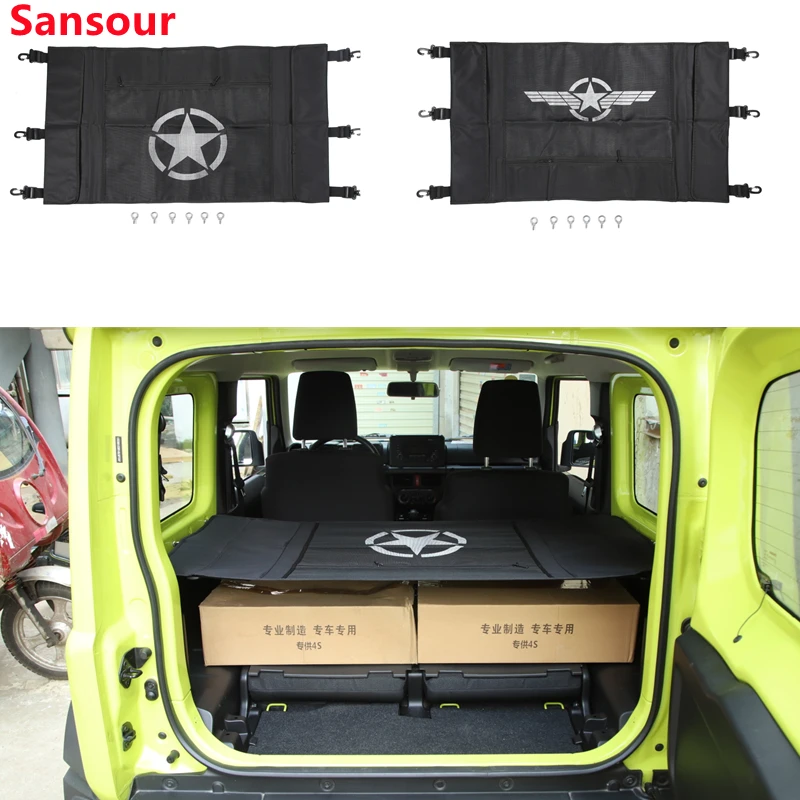 Stowing Tidying for Suzuki Jimny JB74 Car Rear Trunk Curtain Cover Storage Bag Net for Suzuki Jimny 2019 2020 2021 Accessories