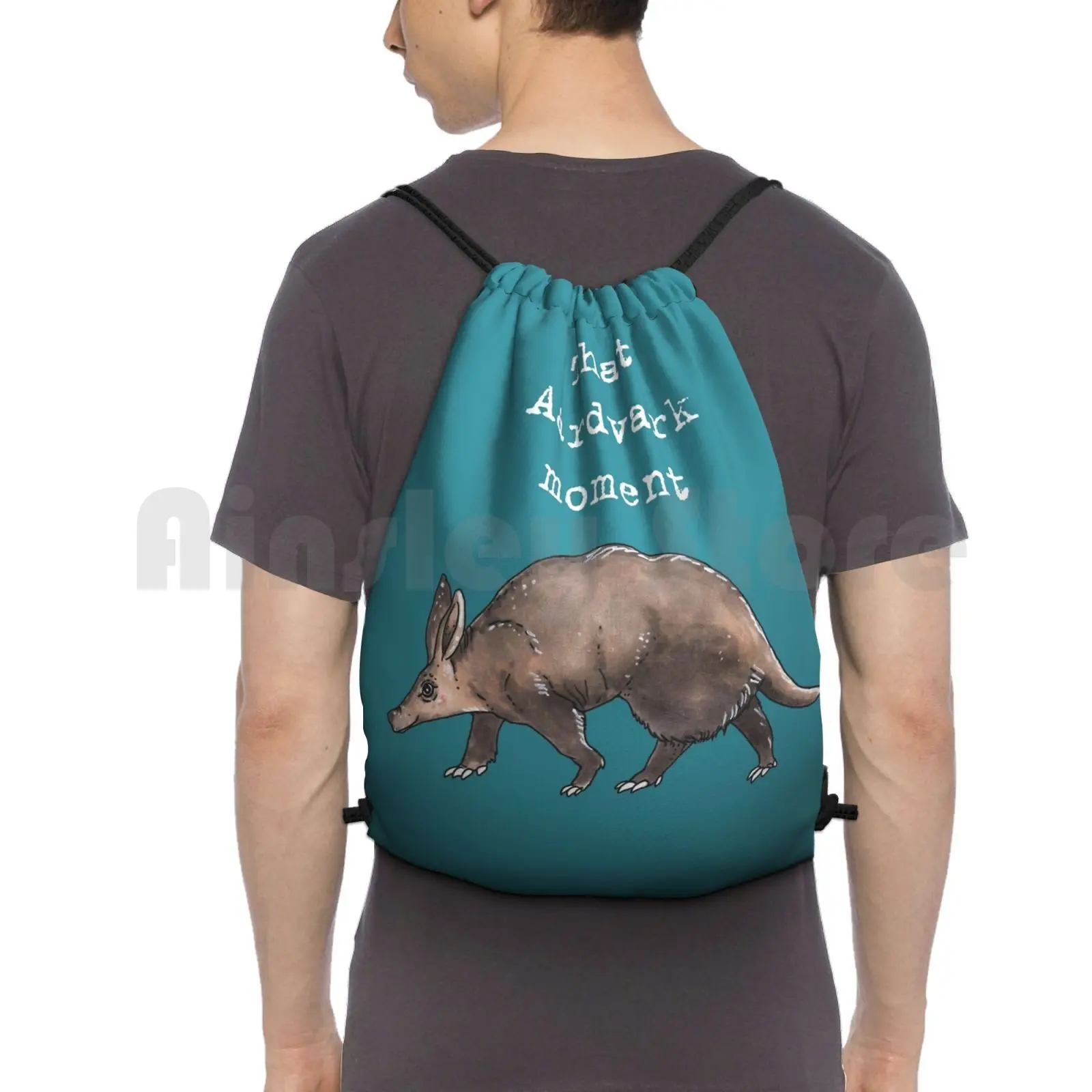 Aardvark-Animal Series Backpack Drawstring Bag Riding Climbing Gym Bag Aardvark Africa Rare Bearpig Earth Pig Awkward Moment