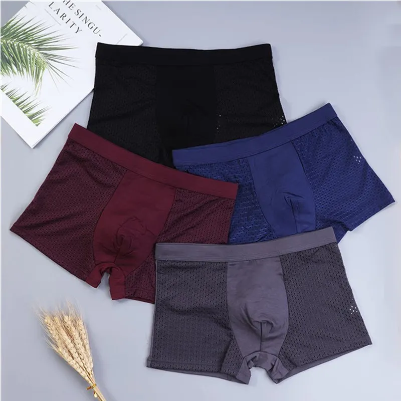 8pcs/Lot Underwear Boxer shorts male underpants men\'s mesh summer man sexy hot pouch panties large sizes 5xl 6xl 7xl 8xl trunks