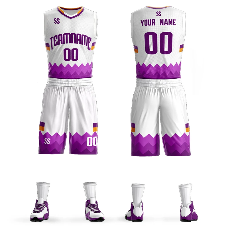 Custom Basketball Jersey Suit New Design Printing Team Name Number Logo Full Sublimation Quick-Drying Basketball Shirt Set