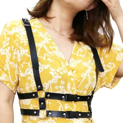 PU Leather Harness Belt Punk Goth Adjustable Chest Suspenders Buckle Belt Top