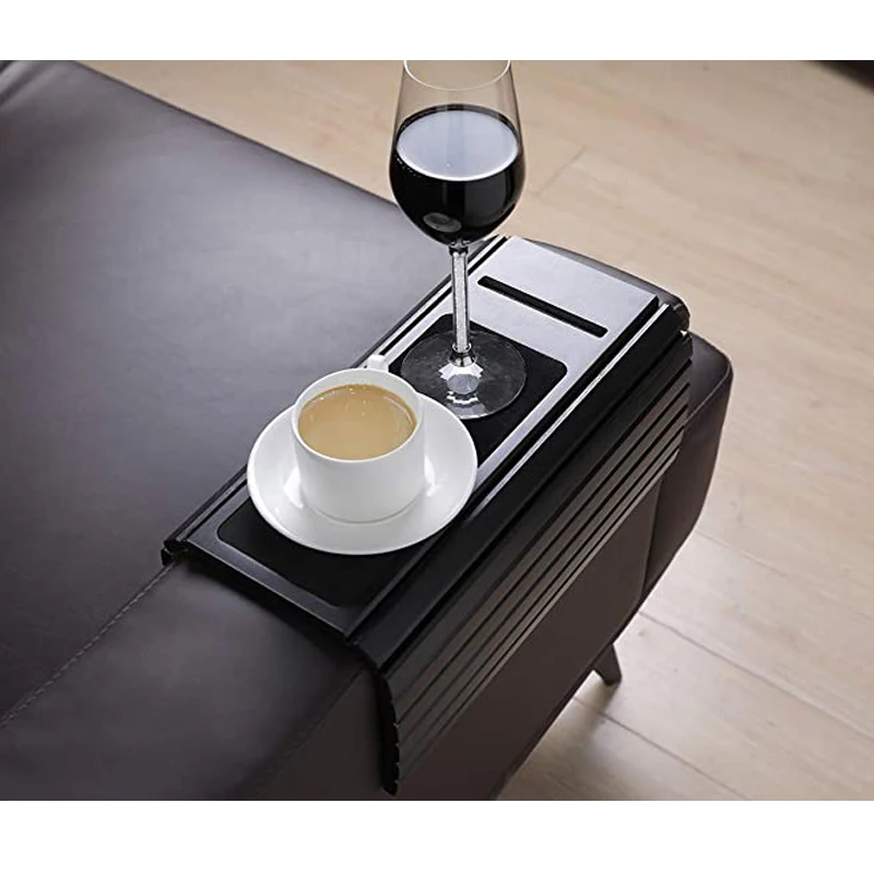 Bamboo Wood Sofa Arm Tray for Couch Flexible Sofa Tray Couch arm Table Perfect for Drinks Snacks Remote Control or Phone Great