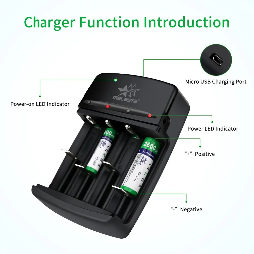 NiZn AA AAA Rechargeable Batteries 1.6V 4 Pieces 2600mWh AA and 4 Pieces AAA Battery With USB Charger for High Drain Devices